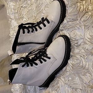 Madden Girl G-Krist Boots White Lace Up Combat Boots.